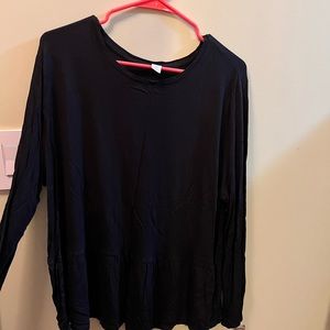 Long sleeve tee with peplum hem